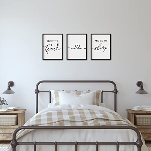 Set of 3 Framed Farmhouse Give it to God and Go to Sleep Signs 11x14” Above Bed Wall Decors for Bedroom Wood Signs (11x14 inches, Black) - Image 4
