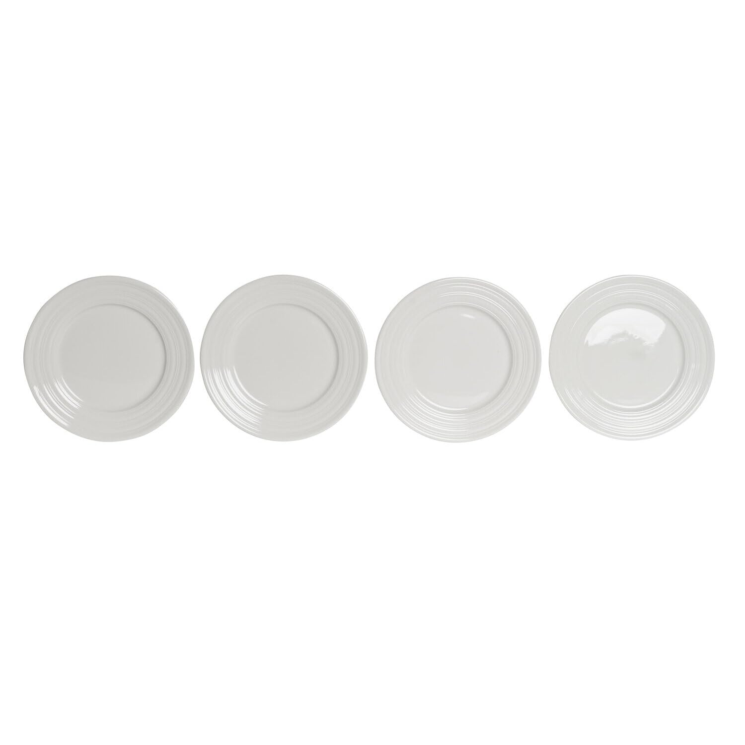 Assiettes en porcelaine blanche 19x19 cm | Lot de 4 pièces carrées