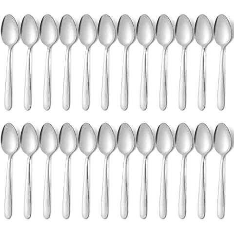 BEWOS 24 Piece Soup Spoons Set, 8 Inch (20.4 cm) Spoon Set, Stainless Steel Tablespoon, Mirror Polished Table Spoon, Dishwasher Safe, Silver Spoon for Home, Kitchen or Restaurant Cover