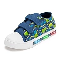 Boys Girls Light Up Trainers Toddler Canvas Shoes Kids Easy Fasten Walking Shoes with Hook and Loops Size 10