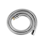 Hibbent 1.25m Shower Hose-10mm(Inner) Large Bore Shower Hose,Super Low Water Pressure Boosting Shower Hoses with Chrome, Universal Anti-Kink ,Leak-Proof and Anti-Twist