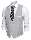 COOFANDY Herren formelle Anzugweste Regular Fit Kleid Weste Smoking Weste, Grau, Gr.Large
