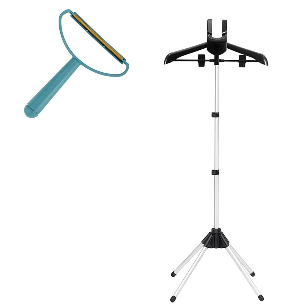 CTRLZS Folding Aluminum Alloy Steamer Stand, Garment Clothes Steamer Holder with Rotating Hanger, Telescoping Design Rack