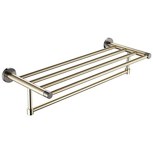 Porte-serviettes de salle de bains en laiton avec etagere de rangement
