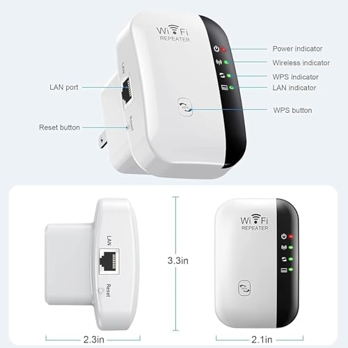 Amplificador extensor WiFi, repetidor WLAN, amplificador WLAN, extensor WiFi de hasta 5000 pies cuadrados con modo repetidor/AP, amplificador de largo alcance con puerto Ethernet para todos los dispos - imagen 2