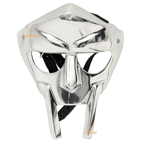 HYDECORE Roman Gladiator Face Mask | Medieval Steel Silver Armor | Mad-Villain Inspired Golden Finish for Halloween