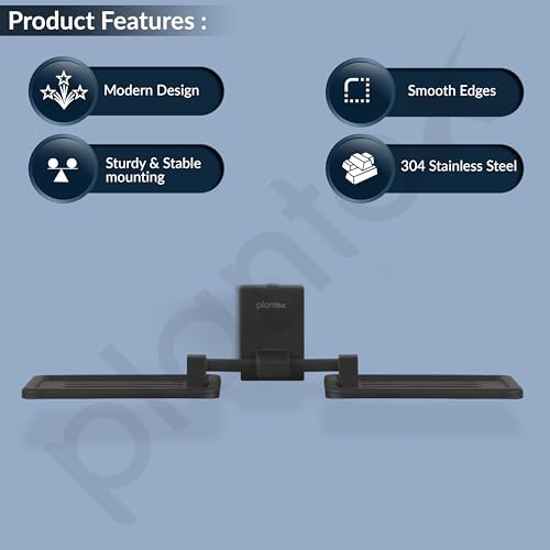 Image of Plantex 304 Grade Stainless Steel Double Soap Holder Stand for Bathroom and Wash Basin /Bathroom Accessories - Senso (Black)