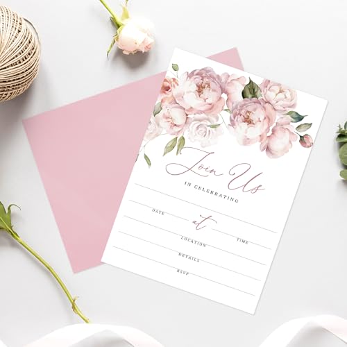 Invitaciones florales de boda Whaline con rosas en acuarela para escribir a mano tus eventos