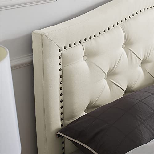 Classic Brands Coventry Diamond Tufted Upholstered Platform Bed / Headboard And Wood Frame With Wood Slat Support, Shell, King #TOP3