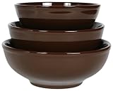 Tuxton Home Serving Bowl, Dark Chocolate, Set of 3; Restaurant Grade Nonporous Virtrified China; Thermal Shock Tested