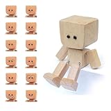 Schüttelnde Holzmann-Figur, Handgefertigte Wackelnde Füßen Holzpuppe Auto Ornamente, Charmante kleine Holzfigur, lustige Wackelkopf-Auto-Armaturenbrett-Dekors (1 Satz – Mit 12 Ausdrücken)