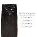 WENNALIFE Clip in Hair Extensions Real Human Hair, 18 Inch 120g 7pcs Human Hair Extensions Clip In Human Hair, Dark Brown Hair Extensions Clip In Real Hair Coloured Remy Human Hair Extensions - Image 2
