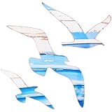 Aeaocvo Ocean Wall Decor, 3 Pcs Wood Seagull Wall Decor, Wooden Beach Walls Art, Coastal Nautical Walls Sculpture, Vintage Seagull Ornaments for Home Bathroom