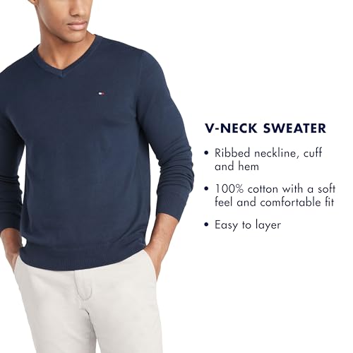 Tommy Hilfiger Men's Essential Long Sleeve Cotton V-Neck Pullover Sweater4