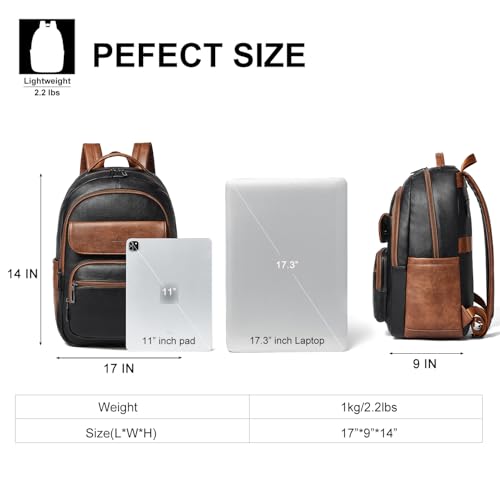 Image of Leresas Backpack Purse for Women Mens for Work Travel Back Pack Vegan Leather Business Teacher Book Bag Fashion Computer Daypack Back Pack Brown Black