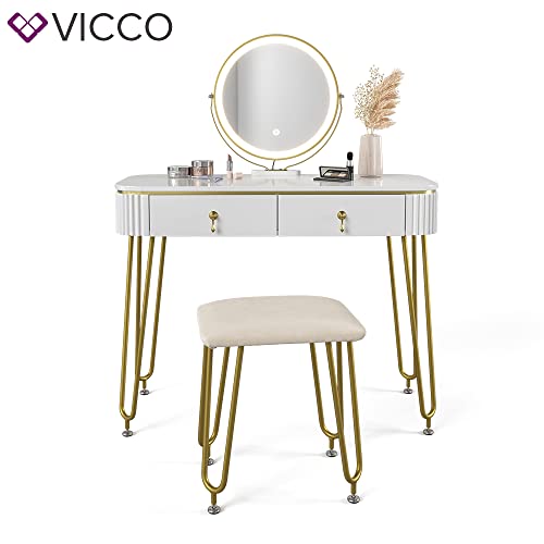 Vicco tavolo da toeletta Grace, Bianco lucido, 100...