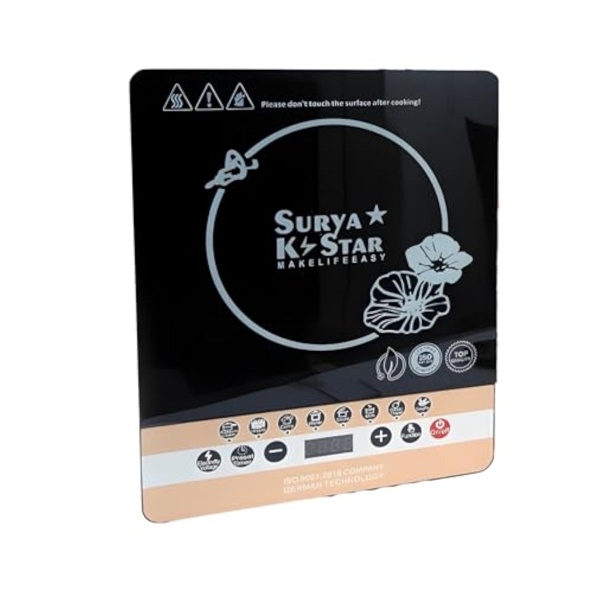 Compact 2000W Electric Cooktop with Smart Sensor Touch Panel