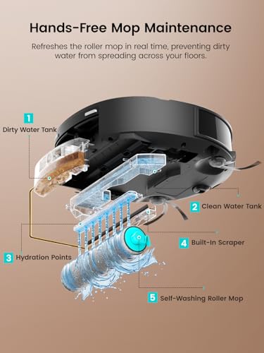 Image of Lefant Robot Vacuum and Mop, 18000Pa Strong Suction, Self-Cleaning with Auto Drying, LiDAR Navigation & Obstacle Avoidance, Tangle-Free Pet Hair, Slim, 800ml Dustbin, 5G WiFi