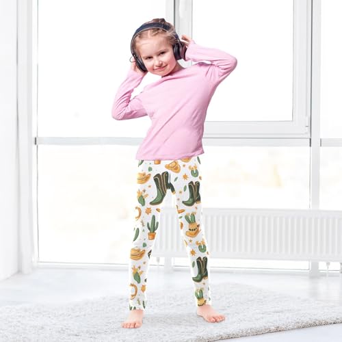 Cowboy Boots Horse Succulents Girls Leggings Kids Yoga Pants Dance Active Tights 4T4