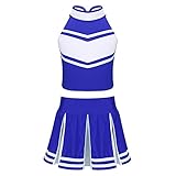 JEEYJOO Kids Girls Two Pieces Cheer Leading Costume Schoolgirl Team Uniform Tank Top with Pleated...