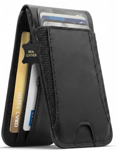 Genuine Leather Magsafe Wallet,10 Card Holder With Stand, Slim Magnetic Wallet Mag Safe for iPhone,Compatible With iPhone 17/16/15/14/13/12 Series and Selected Samsung Devices Apple Accessories, Black - image 1