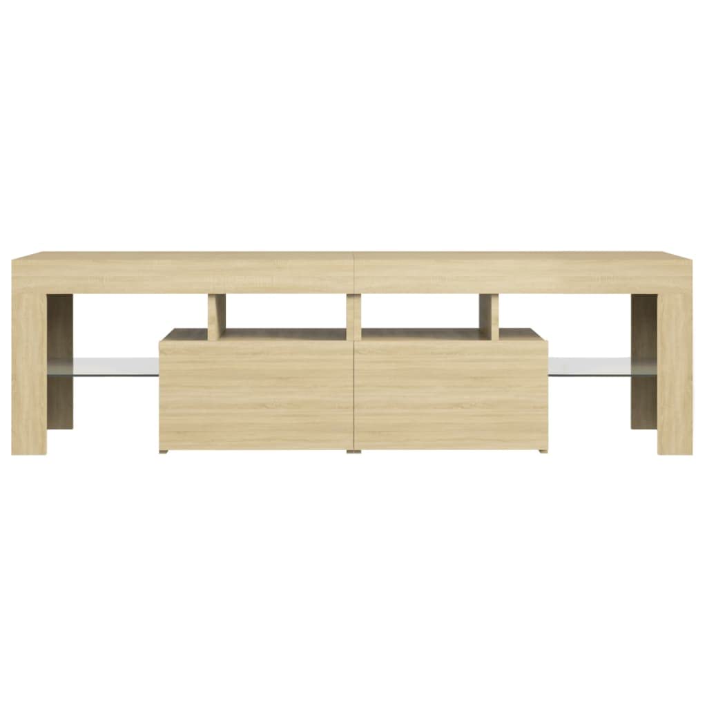 vidaXL TV-Schrank mit LED-Beleuchtung TV Möbel Fernsehtisch Wohnzimmermöbel Lowboard TV Ständer Mediamöbel Fernsehschrank Sonoma-Eiche 140x36,5x40cm