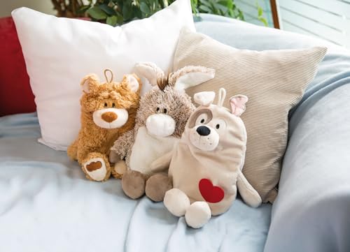 Wärmflasche Hund 300ml 34cm figürlich beige - 2 in 1 - Weiches Kuscheltier & Wärmflasche für Mädchen & Jungen - Plüschtier Bettflasche ab 10 Monate