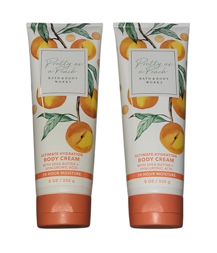 Bath and Body Works 2 Pack Pretty as a Peach Ultra Shea Body Cream 8 Oz.