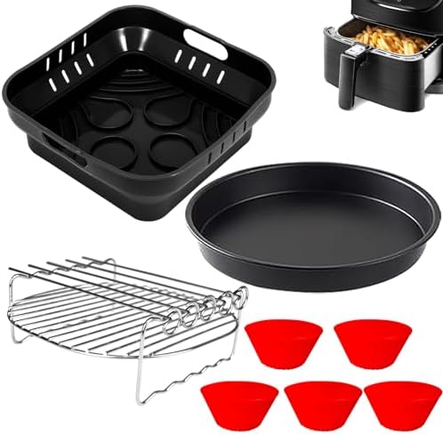 Accessori Per Friggitrice Ad Aria 23cm - Set 4 Pezzi Per COSORI E Cecotec Con Teglia Silicone - Foto 3