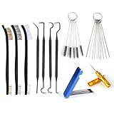 lasuroa Vergaserreinigungsset, Inklusive 23 Nadeln 5 Nylonbürsten 1 Schaber 4 Reinigungshaken und 3 Doppelbürsten für die Wartung von Motorrädern ATVs Kettensägen und Schweißgeräten