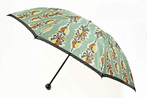 [アナスイ] 雨傘 折りたたみ傘 レディース オーナメント柄 パゴダ スタイル ハート × リボン グリーン 55cm