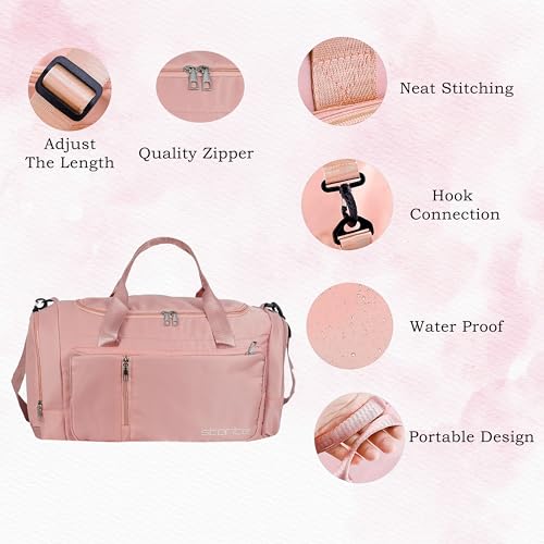 Image of Storite Nylon 52 Cm Travel Bag for Woman with Dry and Wet Separate Pocket, Duffle Bags for Travelling Waterproof Backpack Carry Luggage Bag with Shoe Compartment (Pink, 52 x 23 x 25 cm)
