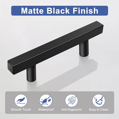 Image of 30 Pack 6 Inch Matte Black Cabinet Pulls Black Kitchen Cabinet Handles, 3 3 /4 Inch Hole Center Drawer Pulls Kitchen Cabinet Hardware