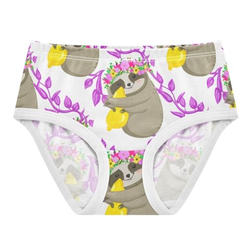 Cute Gray Sloths Flower White Girls Underwear Toddlers 2t Cotton Little Girl Panties Fun Kids Undies Briefs