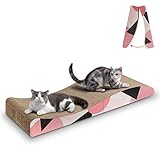 ComSaf Wave Curved Cat Scratching Pad, Foldable Cat Scratcher Cardboard, Corrugated Scratch Pad, Long Scratching Lounge Bed for Cat Kitten Kitty, Protecting Furniture, Reversible