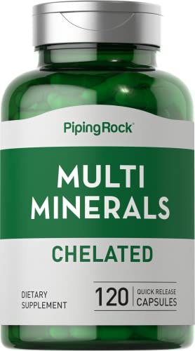 Piping Rock 651 Mega Multi Mineral Chelated Supplement | 120 Capsules | Iron Free cover
