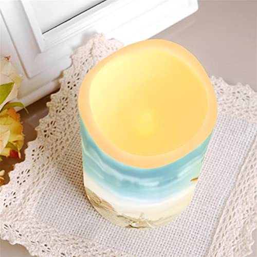 Huisefor Flameless Candles Battery Operated With Remote Control, Beach Starfish Print Warm Color Flickering Led Candles With Wavy Top, 4 Packs For Women Men Elder Children #TOP5