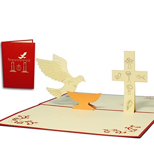 LINPopUp®, POP - UP Karten Kommunion, Konfirmation, Taufe, Grußkarte 3D Karten Klappkarten Einladungen, N102