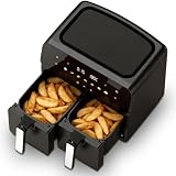 10QT Dual Air Fryer, 2×5QT Double Basket with SyncCook Function, Digital Touch Control, 1700W 360° Rapid Airflow, Dishwasher-Safe, Family Size for 4-6