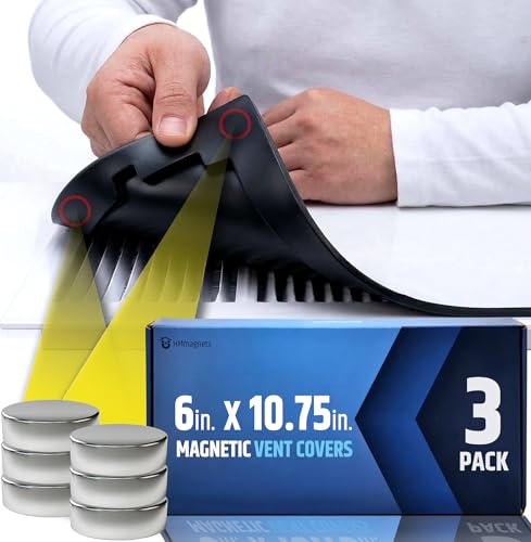 Powerful Magnetic Vent Covers (3-Pack) that Will Never Fall Off (Upgraded Design) - for Sealing Floor/Wall/Ceiling Registers of Width 5.25" to 6", Length 9.25" to 10" | Vent Not Included | White by HMmagnets - Used condition - US$33.05