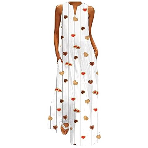 VEMOW Vestido Largo Sin Mangas Estampado Cover