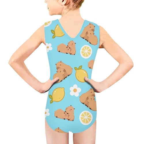 Image of Girls Cartoon Pattern One-Piece Swimsuits Sport Racer Swimwear Beach Bathing Suit, Size 5-14