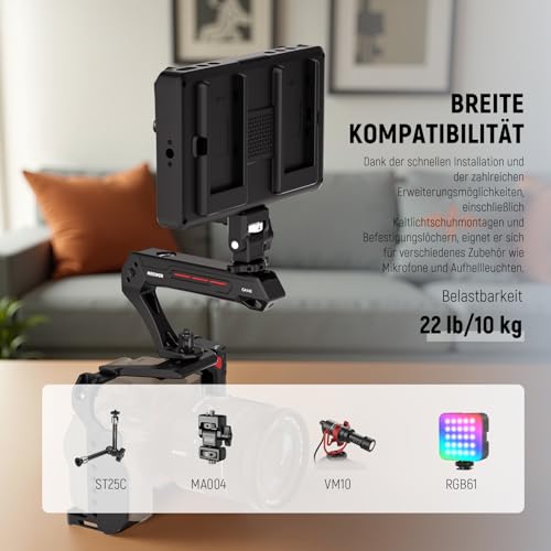 NEEWER BASIC Leichter Kamera Obergriff mit 3/8" Arretierungsstift, Stabiler Käfig Kunststoff Top Handle Griff mit 1/4" 3/8" Gewinden &… – Ansicht 6
