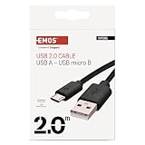 EMOS Kabel do szybkiego ładowania i przesyłania danych, micro-USB na USB-A 2.0, 480 Mbit/s, 2 m, czarny