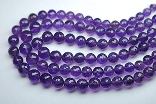 Améthyste violette naturelle en fil de 8 pouces perles rondelles micro facettées de 8-8.5mm - 3