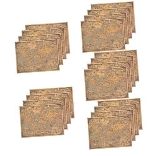 IMIKEYA 20 pe&ccedil;as de p&ocirc;ster de mapa do mundo em tela papel kraft viagem caf&eacute;