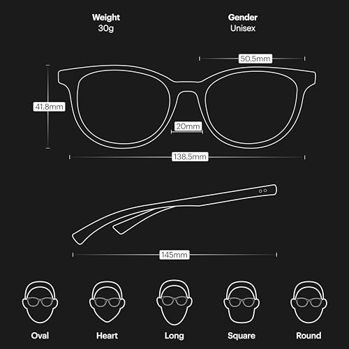 Image of ULTRAHUMAN Blue Light-Blocking Glasses (Night) | Improve Sleep Quality | Enhance Productivity | Reduce Eye Strain, Elegant Eyewear for Computer, Gaming, & Reading