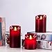 Enpornk Flameless LED 4/5/6-Inch Drip-Less Wax Pillar Candles - Real Wax & Real Flickering Candle Motion - with Remote 24-Hour Timer Function,Burgundy Color,Sets of 3