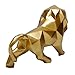 Wisifayardin Golden Lion Sculpture - Abstract Geometric Animal Statue for Coffee Tables, Bookshelf Niches - Resin Lion Figurines Home Decor Crafts Ornaments