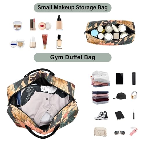 Large Travel Duffel Bag, Beautiful Flower Sports Tote Gym Bag, Shoulder Weekender Overnight Bag for Women Men, Carry On Luggage with Toiletry Bags4